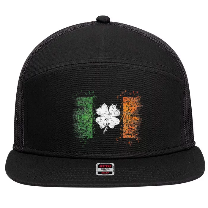 Irish flag Distressed Shamrock ST Patrick's Day 7 Panel Mesh Trucker Snapback Hat