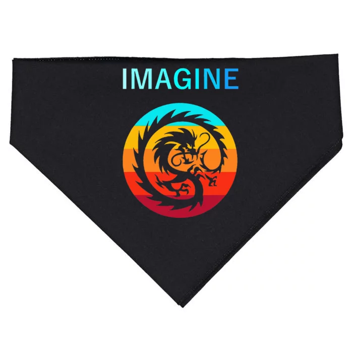 Imagine Fantasy Dragon Retro Tribal USA-Made Doggie Bandana