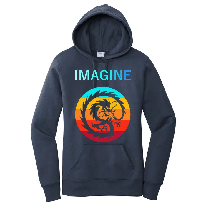 Imagine Fantasy Dragon Retro Tribal Women's Pullover Hoodie