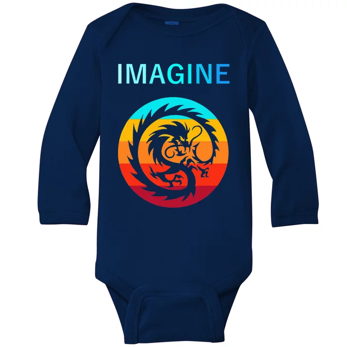 Imagine Fantasy Dragon Retro Tribal Baby Long Sleeve Bodysuit