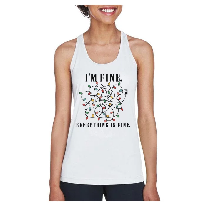 Im Fine Everything Is Fine Christmas Women's Racerback Tank