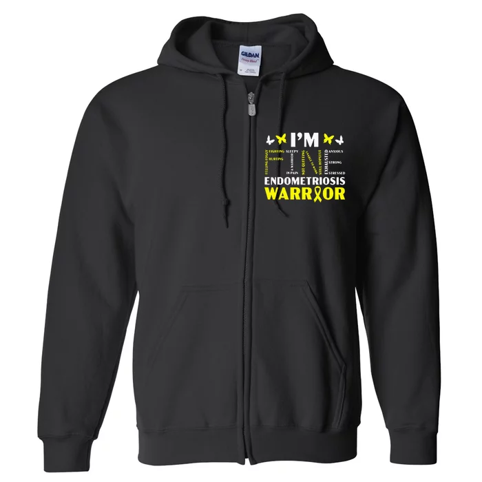 IM Fine Endo Warrior Endometriosis Awareness Full Zip Hoodie