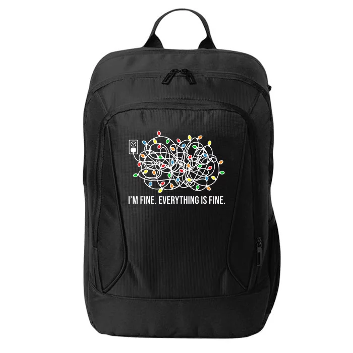 I'm Fine Everything Is Fine Funny Christmas Lights City Backpack