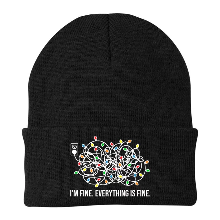 I'm Fine Everything Is Fine Funny Christmas Lights Knit Cap Winter Beanie