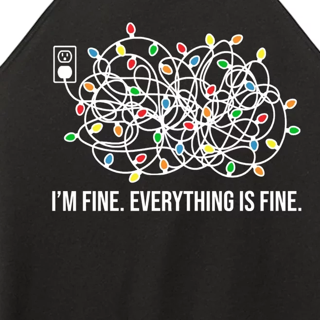 I'm Fine Everything Is Fine Funny Christmas Lights Women’s Perfect Tri Rocker Tank