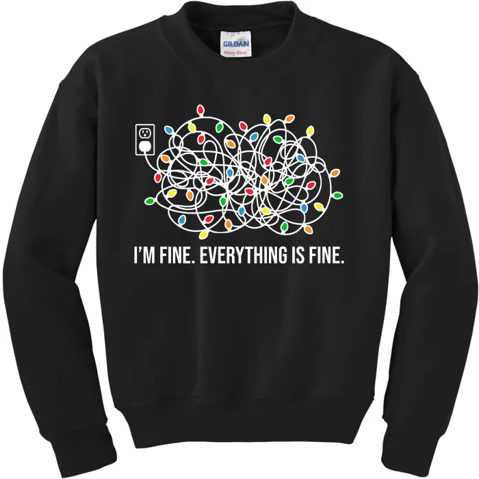 I'm Fine Everything Is Fine Funny Christmas Lights Kids Sweatshirt