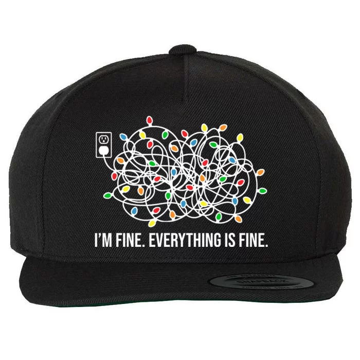 I'm Fine Everything Is Fine Funny Christmas Lights Wool Snapback Cap