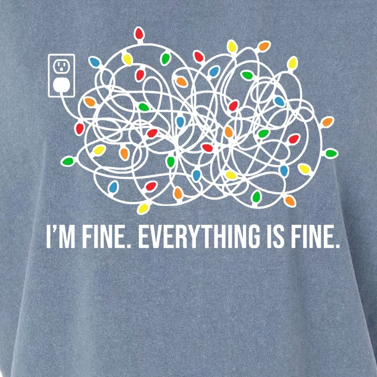 I'm Fine Everything Is Fine Funny Christmas Lights Garment-Dyed Women's Muscle Tee