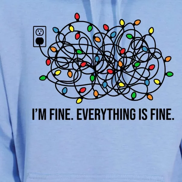 I'm Fine Everything Is Fine Funny Christmas Lights Unisex Surf Hoodie