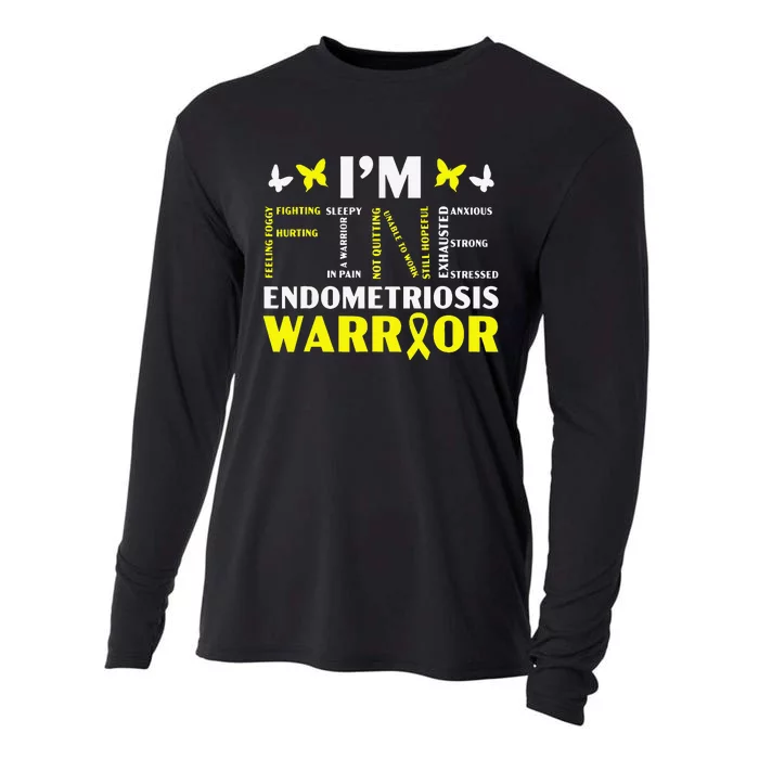 I'm Fine Endo Warrior Endometriosis Awareness Disease Cooling Performance Long Sleeve Crew