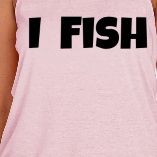 I Fish Fisher Cute Gift Women's Knotted Racerback Tank