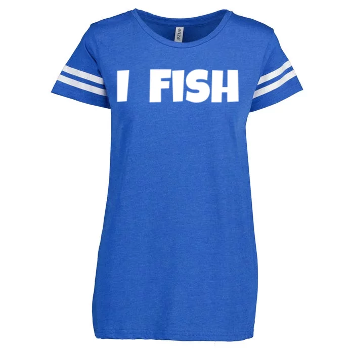 I Fish Fisher Cute Gift Enza Ladies Jersey Football T-Shirt