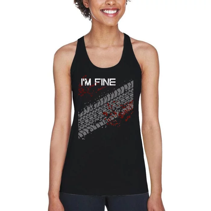 IM Fine Funny Tire Track Women's Racerback Tank