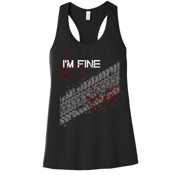 IM Fine Funny Tire Track Women's Racerback Tank