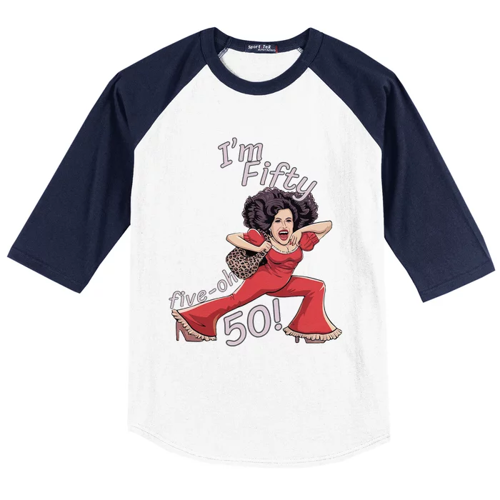 I’M Fifty Fiveoh 50 Funny Sally Kick Lady O’Malley Birthday Baseball Sleeve Shirt