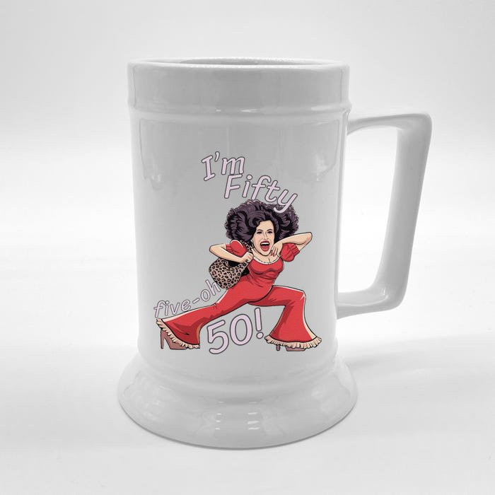 I’M Fifty Fiveoh 50 Funny Sally Kick Lady O’Malley Birthday Front & Back Beer Stein