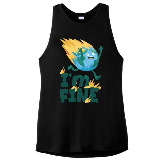 I'm Fine Funny Earth Day Climate Change Ladies Tri-Blend Wicking Tank