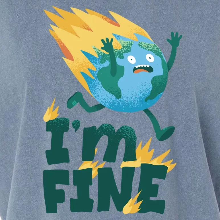 I'm Fine Funny Earth Day Climate Change Garment-Dyed Women's Muscle Tee