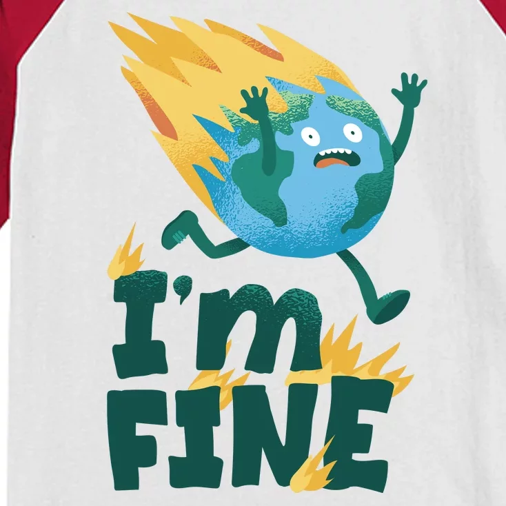 I'm Fine Funny Earth Day Climate Change Kids Colorblock Raglan Jersey