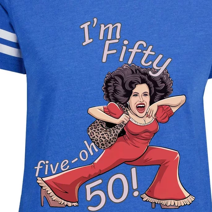 I’M Fifty Fiveoh 50 Funny Sally Kick Lady O’Malley Birthday Enza Ladies Jersey Football T-Shirt