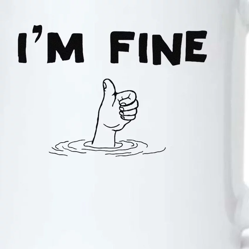 IM Fine Funny Art Hand Sign Under Water IM Ok Funny Meme Black Color Changing Mug