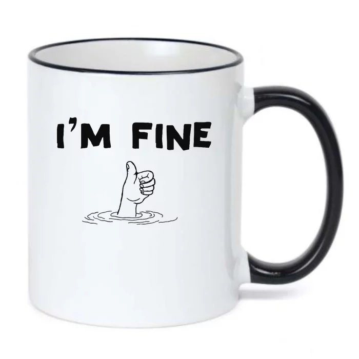 IM Fine Funny Art Hand Sign Under Water IM Ok Funny Meme Black Color Changing Mug