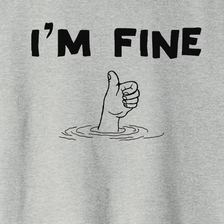 IM Fine Funny Art Hand Sign Under Water IM Ok Funny Meme Women's Crop Top Tee