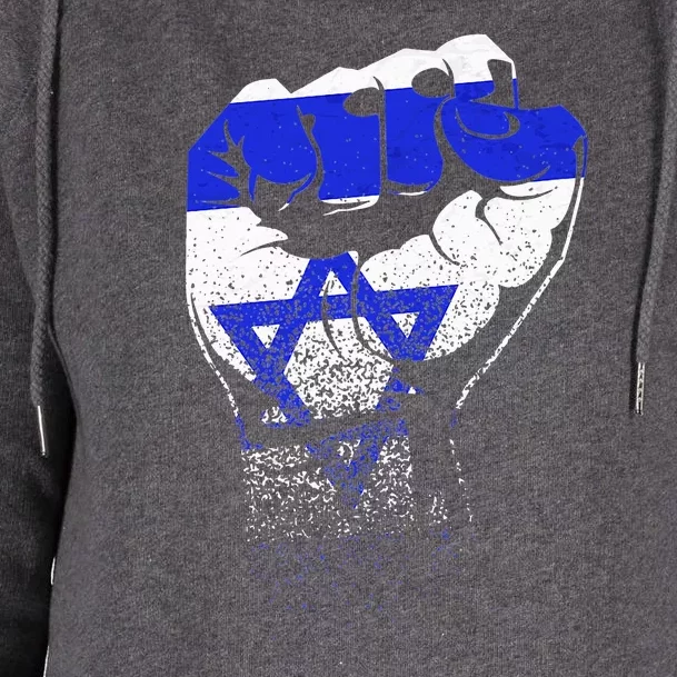 Israel Flag Fist Jerusalem Hebrew True Jew Israelite Womens Funnel Neck Pullover Hood