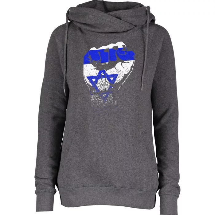 Israel Flag Fist Jerusalem Hebrew True Jew Israelite Womens Funnel Neck Pullover Hood