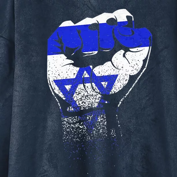 Israel Flag Fist Jerusalem Hebrew True Jew Israelite Hooded Wearable Blanket