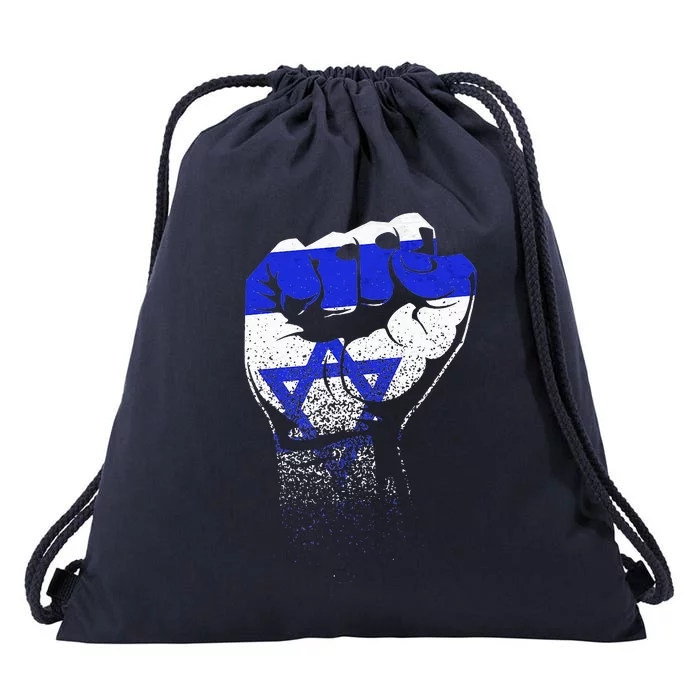 Israel Flag Fist Jerusalem Hebrew True Jew Israelite Drawstring Bag