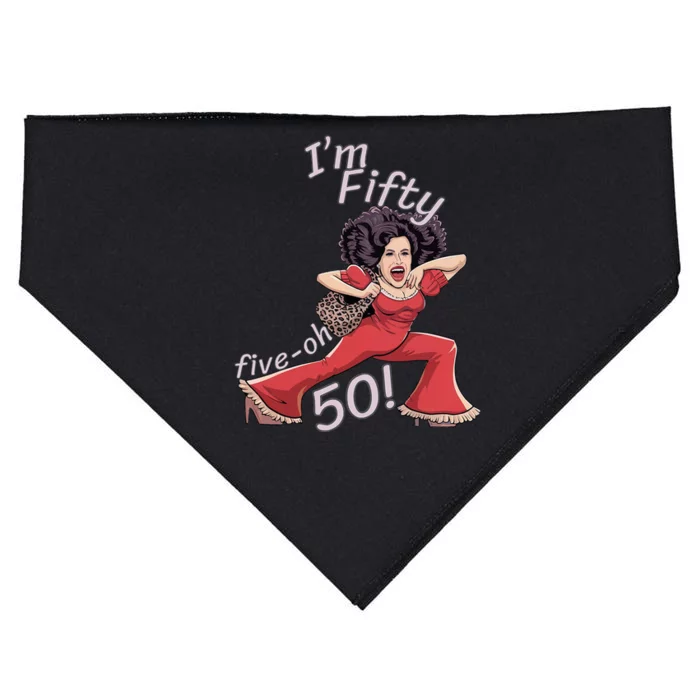 I’M Fifty Five Oh 50 Funny Sally Kick Lady O’Malley Birthday USA-Made Doggie Bandana