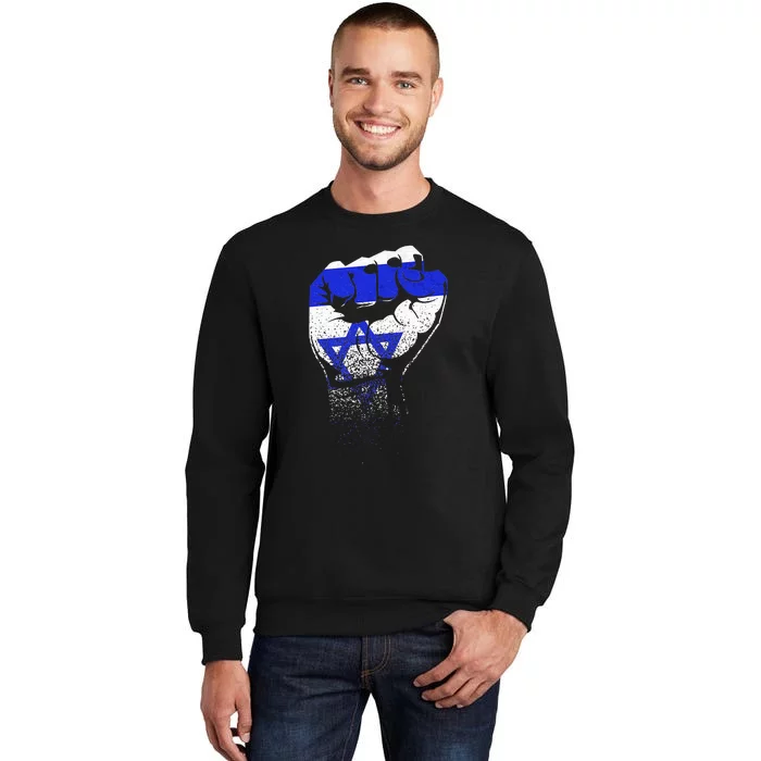 Israel Flag Fist Jerusalem Hebrew True Jew Israelite Tall Sweatshirt