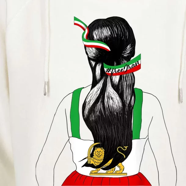 Iranian Flag Female Hair Support Women Of Iran LION SUN FLAG Womens Funnel Neck Pullover Hood