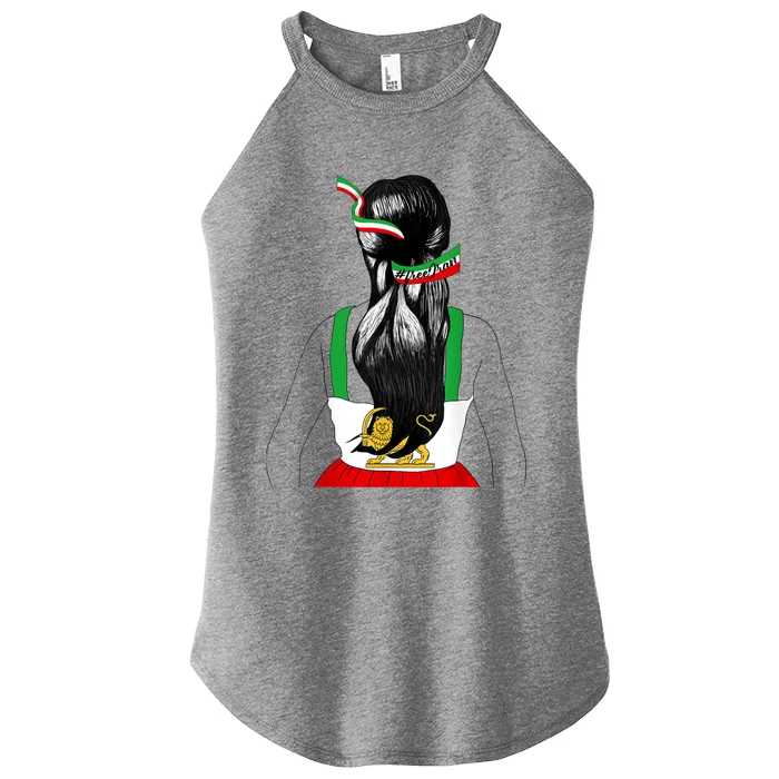 Iranian Flag Female Hair Support Women Of Iran LION SUN FLAG Women’s Perfect Tri Rocker Tank