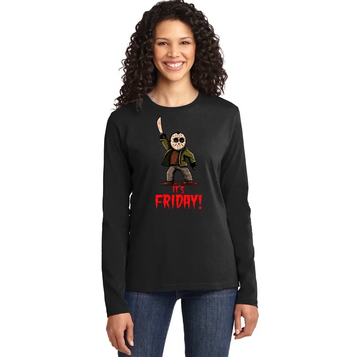 It's Friday Funny Halloween Horror Movie Ladies Long Sleeve Shirt