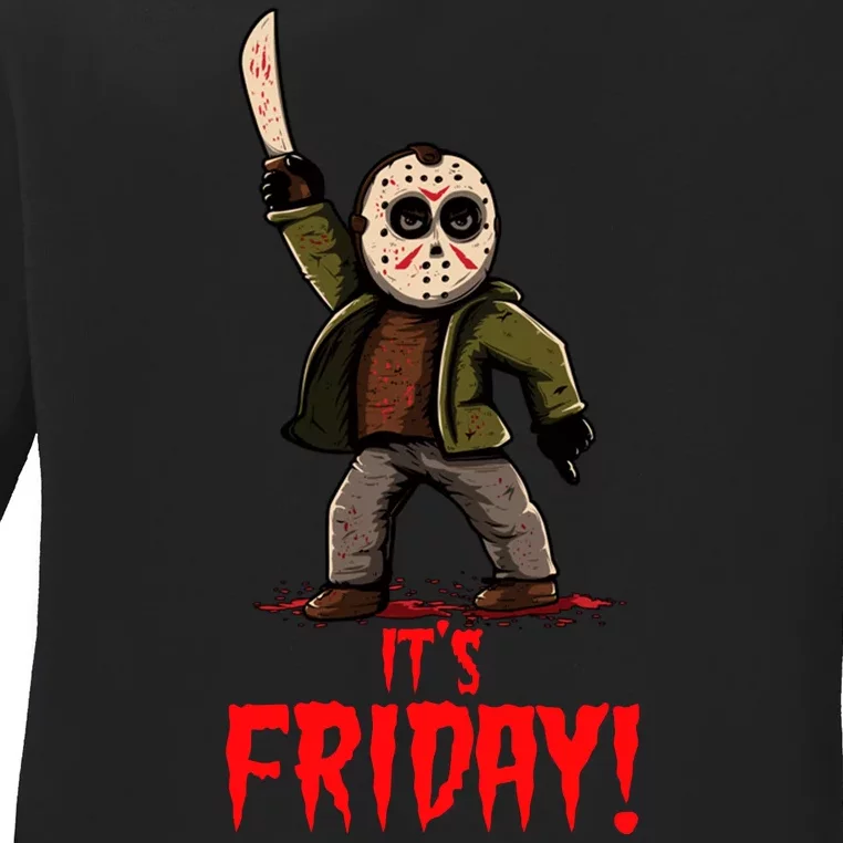 It's Friday Funny Halloween Horror Movie Ladies Long Sleeve Shirt