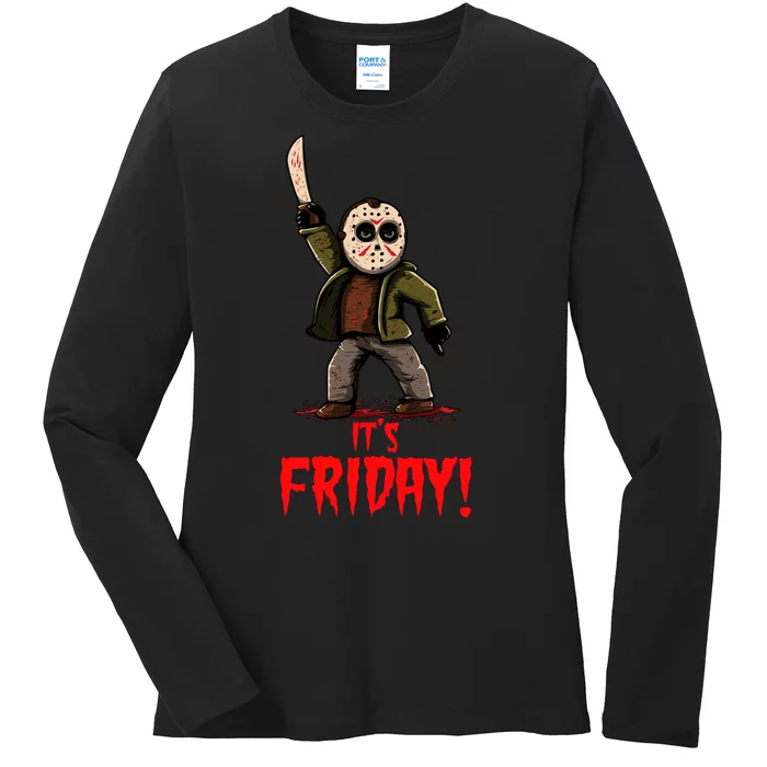 It's Friday Funny Halloween Horror Movie Ladies Long Sleeve Shirt