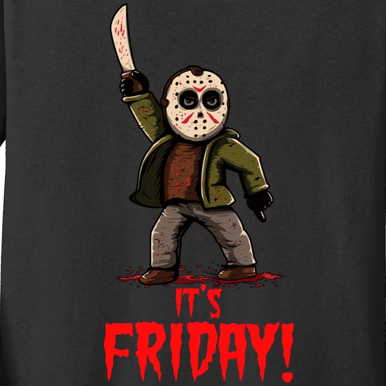 It's Friday Funny Halloween Horror Movie Kids Long Sleeve Shirt