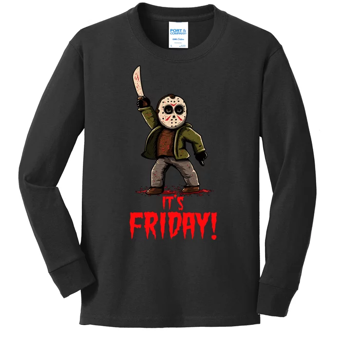 It's Friday Funny Halloween Horror Movie Kids Long Sleeve Shirt