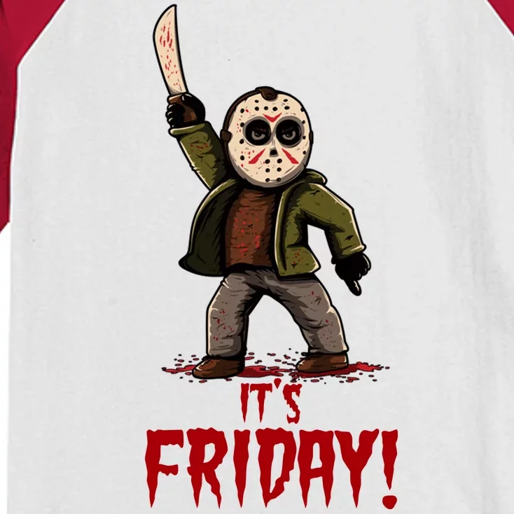 It's Friday Funny Halloween Horror Movie Kids Colorblock Raglan Jersey