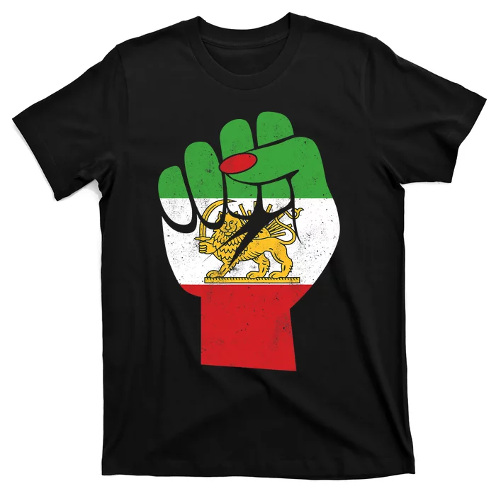 Iranian Flag Female Fist Support Women Of Iran LION SUN FLAG T-Shirt