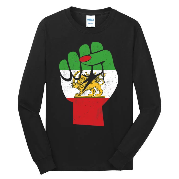 Iranian Flag Female Fist Support Women Of Iran LION SUN FLAG Tall Long Sleeve T-Shirt