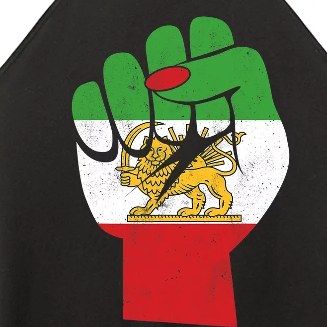 Iranian Flag Female Fist Support Women Of Iran LION SUN FLAG Women’s Perfect Tri Rocker Tank