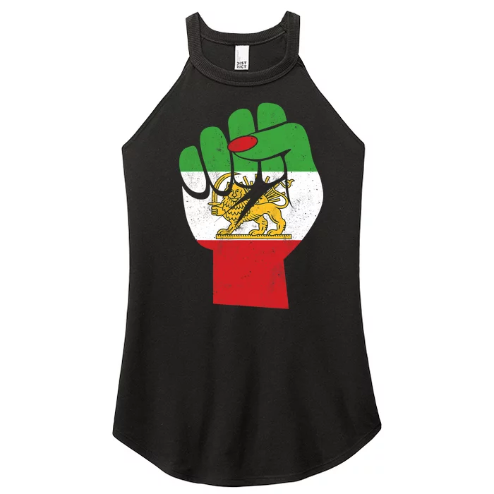 Iranian Flag Female Fist Support Women Of Iran LION SUN FLAG Women’s Perfect Tri Rocker Tank