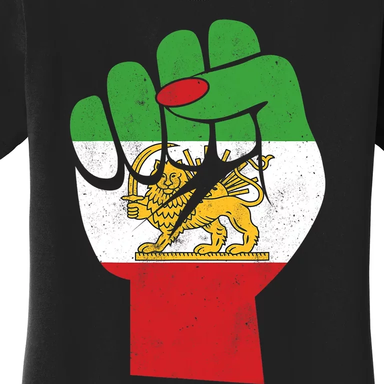 Iranian Flag Female Fist Support Women Of Iran LION SUN FLAG Women's T-Shirt