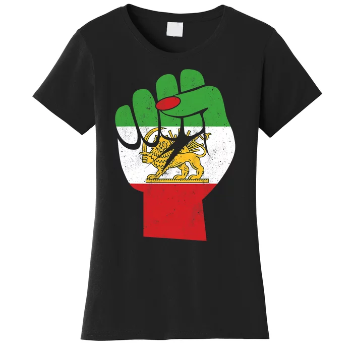 Iranian Flag Female Fist Support Women Of Iran LION SUN FLAG Women's T-Shirt