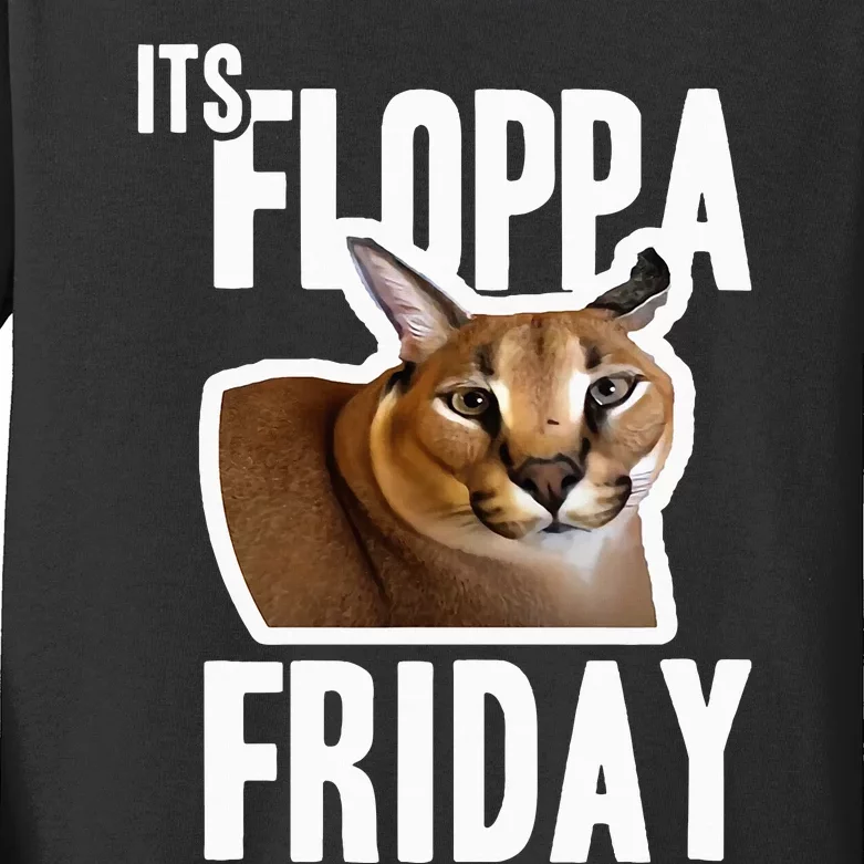 Its Floppa Friday Meme Kids Long Sleeve Shirt