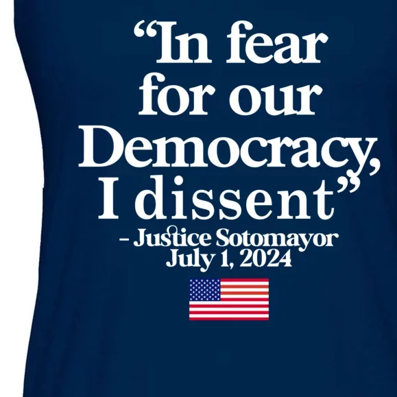 In Fear For Our Democracy I Dessent Justice Sotomayor Usa Ladies Essential Flowy Tank