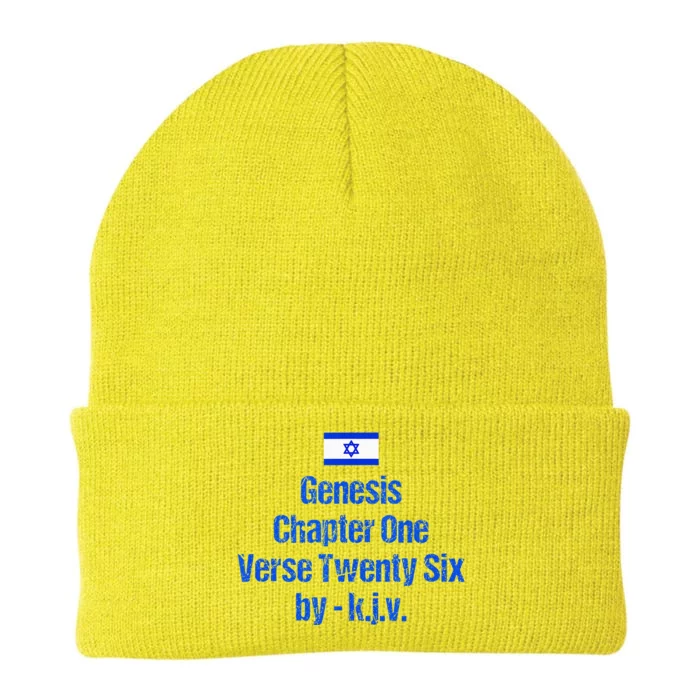 Israel Flag G.E.N.E.S.I.S Chapter One Verse Twenty Six Knit Cap Winter Beanie